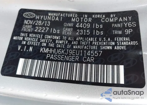 2014 Hyundai Genesis Coupe 3.8L z USA, uszkodzony, nr VIN KMHHU6KJ9EU114557